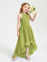 Trendy Boho Junior Bridesmaid Dresses Asymmetrical Cascading Skirt Clover