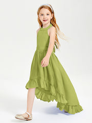 Trendy Boho Junior Bridesmaid Dresses Asymmetrical Cascading Skirt Clover