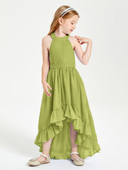 Trendy Boho Junior Bridesmaid Dresses Asymmetrical Cascading Skirt Clover