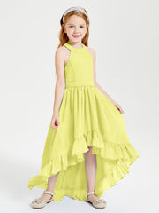 Trendy Boho Junior Bridesmaid Dresses Asymmetrical Cascading Skirt Daffodil