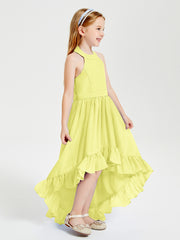 Trendy Boho Junior Bridesmaid Dresses Asymmetrical Cascading Skirt Daffodil