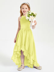 Trendy Boho Junior Bridesmaid Dresses Asymmetrical Cascading Skirt Daffodil