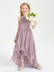 Trendy Boho Junior Bridesmaid Dresses Asymmetrical Cascading Skirt Dusk