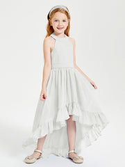 Trendy Boho Junior Bridesmaid Dresses Asymmetrical Cascading Skirt Ivory