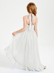 Trendy Boho Junior Bridesmaid Dresses Asymmetrical Cascading Skirt Ivory