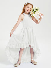 Trendy Boho Junior Bridesmaid Dresses Asymmetrical Cascading Skirt Ivory
