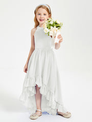 Trendy Boho Junior Bridesmaid Dresses Asymmetrical Cascading Skirt Ivory