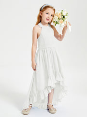 Trendy Boho Junior Bridesmaid Dresses Asymmetrical Cascading Skirt Ivory