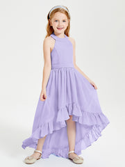Trendy Boho Junior Bridesmaid Dresses Asymmetrical Cascading Skirt Lilac