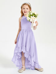 Trendy Boho Junior Bridesmaid Dresses Asymmetrical Cascading Skirt Lilac