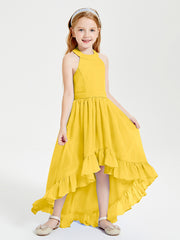 Trendy Boho Junior Bridesmaid Dresses Asymmetrical Cascading Skirt Marigold