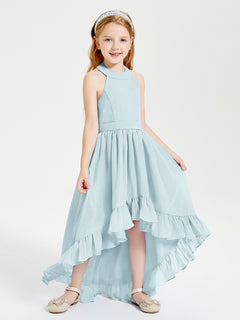 Trendy Boho Junior Bridesmaid Dresses Asymmetrical Cascading Skirt Mist