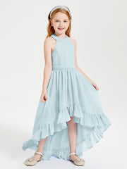 Trendy Boho Junior Bridesmaid Dresses Asymmetrical Cascading Skirt Mist