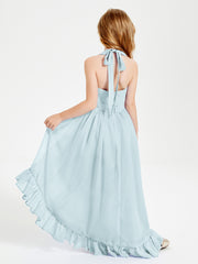 Trendy Boho Junior Bridesmaid Dresses Asymmetrical Cascading Skirt Mist
