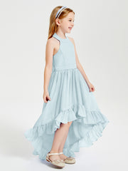 Trendy Boho Junior Bridesmaid Dresses Asymmetrical Cascading Skirt Mist