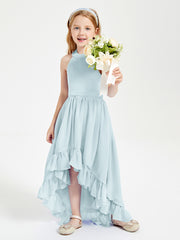 Trendy Boho Junior Bridesmaid Dresses Asymmetrical Cascading Skirt Mist
