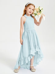 Trendy Boho Junior Bridesmaid Dresses Asymmetrical Cascading Skirt Mist