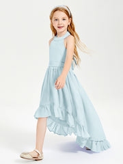 Trendy Boho Junior Bridesmaid Dresses Asymmetrical Cascading Skirt Mist