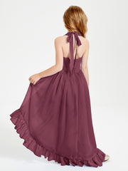 Trendy Boho Junior Bridesmaid Dresses Asymmetrical Cascading Skirt Mulberry