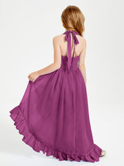 Trendy Boho Junior Bridesmaid Dresses Asymmetrical Cascading Skirt Orchid