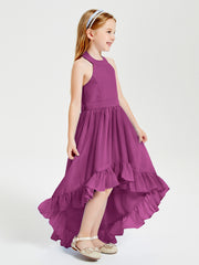 Trendy Boho Junior Bridesmaid Dresses Asymmetrical Cascading Skirt Orchid