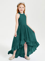 Trendy Boho Junior Bridesmaid Dresses Asymmetrical Cascading Skirt Peacock
