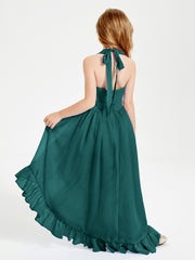 Trendy Boho Junior Bridesmaid Dresses Asymmetrical Cascading Skirt Peacock