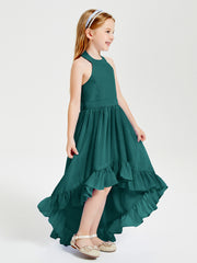 Trendy Boho Junior Bridesmaid Dresses Asymmetrical Cascading Skirt Peacock