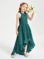 Trendy Boho Junior Bridesmaid Dresses Asymmetrical Cascading Skirt Peacock