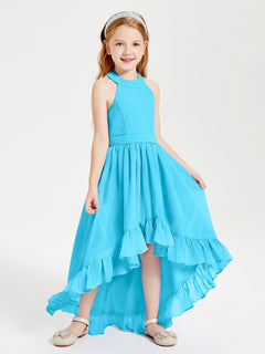 Trendy Boho Junior Bridesmaid Dresses Asymmetrical Cascading Skirt Pool