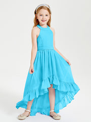 Trendy Boho Junior Bridesmaid Dresses Asymmetrical Cascading Skirt Pool