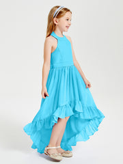 Trendy Boho Junior Bridesmaid Dresses Asymmetrical Cascading Skirt Pool
