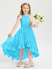 Trendy Boho Junior Bridesmaid Dresses Asymmetrical Cascading Skirt Pool