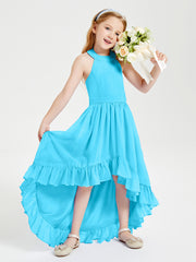 Trendy Boho Junior Bridesmaid Dresses Asymmetrical Cascading Skirt Pool