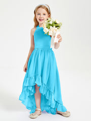 Trendy Boho Junior Bridesmaid Dresses Asymmetrical Cascading Skirt Pool