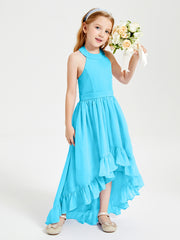 Trendy Boho Junior Bridesmaid Dresses Asymmetrical Cascading Skirt Pool