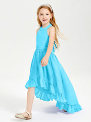 Trendy Boho Junior Bridesmaid Dresses Asymmetrical Cascading Skirt Pool