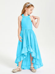 Trendy Boho Junior Bridesmaid Dresses Asymmetrical Cascading Skirt Pool