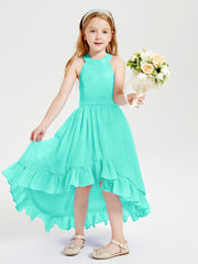 Trendy Boho Junior Bridesmaid Dresses Asymmetrical Cascading Skirt Spa