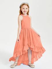 Trendy Boho Junior Bridesmaid Dresses Asymmetrical Cascading Skirt Sunset