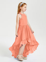 Trendy Boho Junior Bridesmaid Dresses Asymmetrical Cascading Skirt Sunset