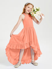 Trendy Boho Junior Bridesmaid Dresses Asymmetrical Cascading Skirt Sunset