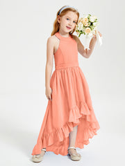 Trendy Boho Junior Bridesmaid Dresses Asymmetrical Cascading Skirt Sunset