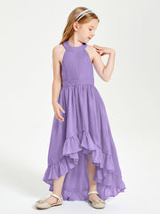 Trendy Boho Junior Bridesmaid Dresses Asymmetrical Cascading Skirt Tahiti