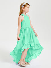 Trendy Boho Junior Bridesmaid Dresses Asymmetrical Cascading Skirt Turquoise