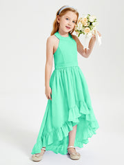 Trendy Boho Junior Bridesmaid Dresses Asymmetrical Cascading Skirt Turquoise