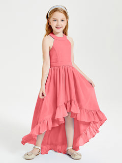 Trendy Boho Junior Bridesmaid Dresses Asymmetrical Cascading Skirt Watermelon