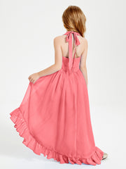 Trendy Boho Junior Bridesmaid Dresses Asymmetrical Cascading Skirt Watermelon