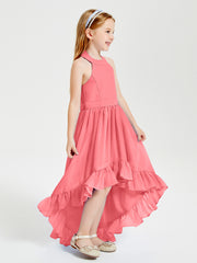 Trendy Boho Junior Bridesmaid Dresses Asymmetrical Cascading Skirt Watermelon