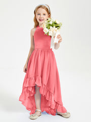Trendy Boho Junior Bridesmaid Dresses Asymmetrical Cascading Skirt Watermelon
